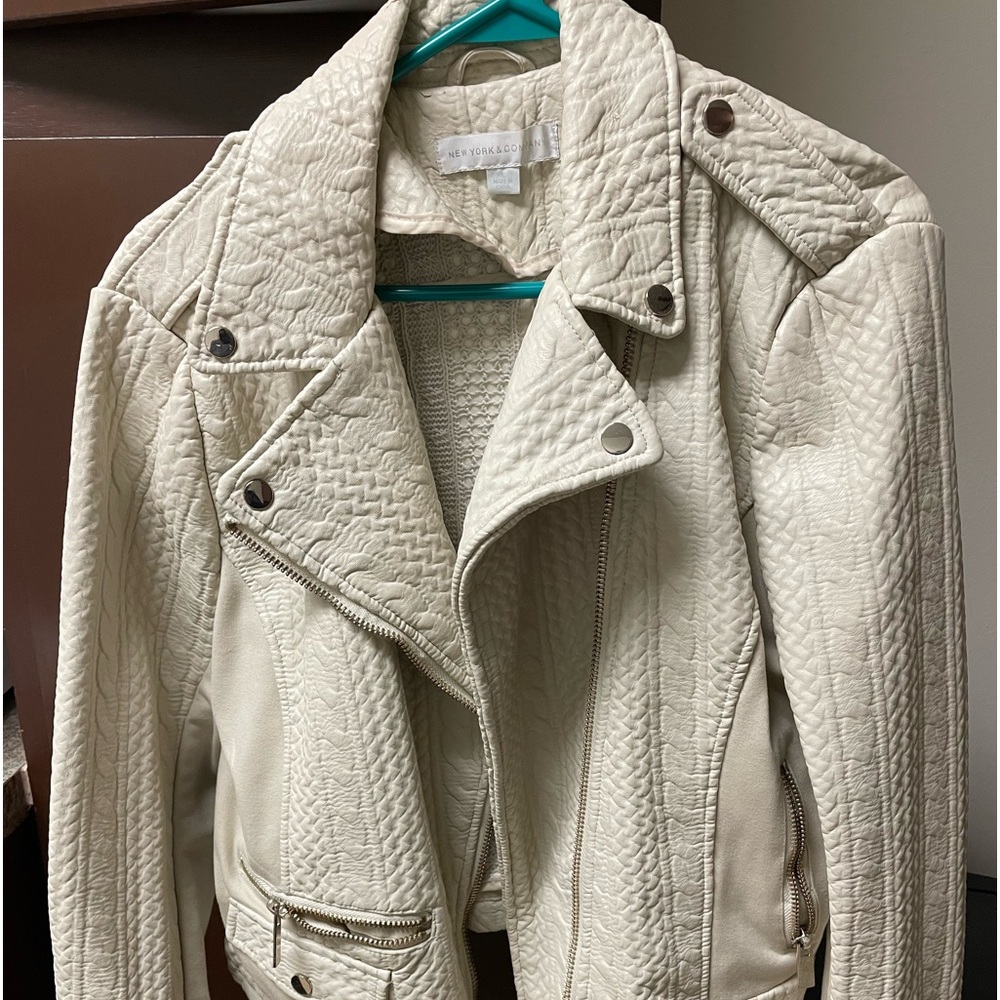 Cream, NY&CO leather women’s jacket